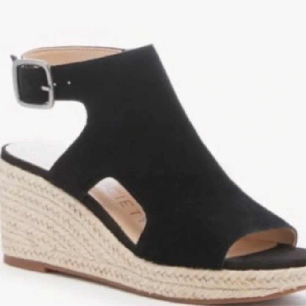 SOLE SOCIETY Camreigh black espadrilles/wedges size 11
